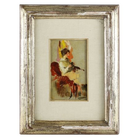  
Suonatrice di violino prima metà XX secolo
dipinto ad olio su cartone 17,5 x 11 cm