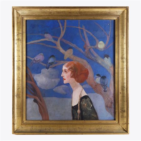  
Busto di donna prima metà XX secolo
dipinto ad olio su cartone 54 x 48 cm
