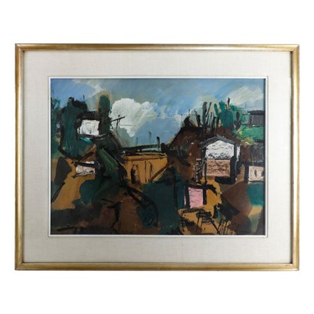GIORGIO CELIBERTI (1929,  - ) 
Paesaggio del Lazio 
dipinto ad olio su tavola 58 x 43 cm