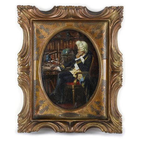  
Lord Selford entro studio inizio XX secolo
dipinto ad olio su tavola 23,5 x 17, 5 cm