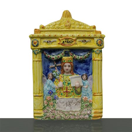 Sant'Agata in maiolica policroma