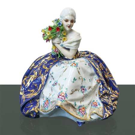 Capodimonte - Dama con mazzo di fiori in porcellana Capodimonte, collezione Fabris