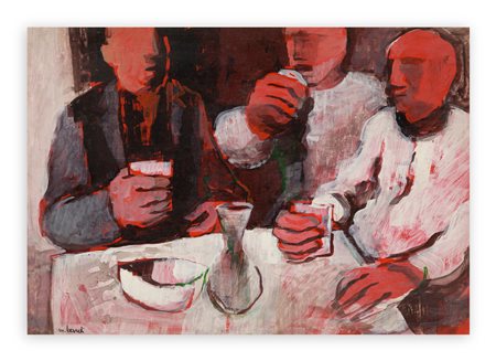 MARIO BARDI (1922-1998) - Senza Titolo (Tre uomini all'osteria), anni ’70