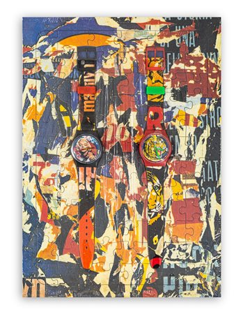 MIMMO ROTELLA - Due orologi Swatch in cofanetto, Special Edition, 1994