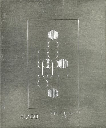 Carlo Nangeroni (1922 - 2018) SENZA TITOLO serigrafia su alluminio, cm 10x8;...