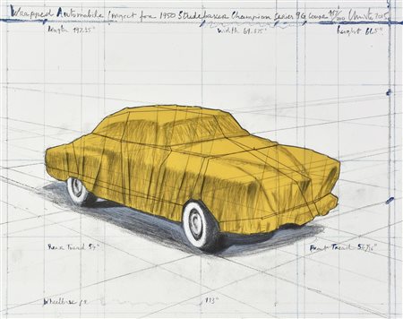 Christo (1935 - 2020) WRAPPED AUTOMOBILE. PROJECT FOR 1950 STUDEBAKER...