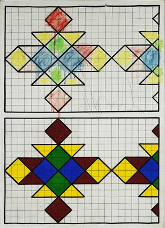 Aldo Mondino (1938 - 2005) SENZA TITOLO, (1967-1969) tecnica mista su tela,...