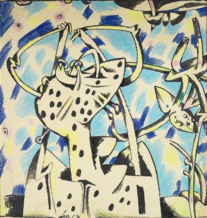 Gianni Dova (1925 - 1991) SENZA TITOLO, 1958 tecnica mista su carta applicata...