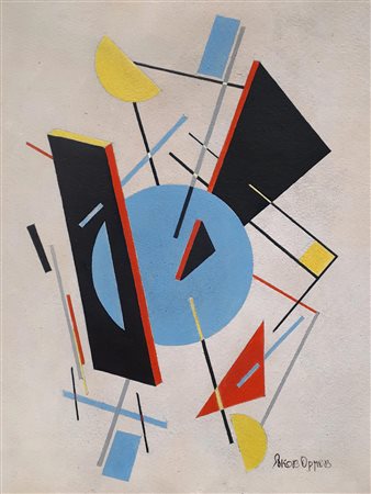 Yakov Orlov COMPOSIZIONE SUPREMATISTA tempera su cartoncino, cm 30x24 firma