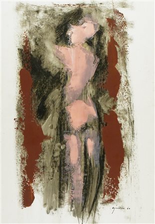 Giuseppe Ajmone (1923 - 2005) NUDO DI SCHIENA, 1960 tecnica mista su carta,...