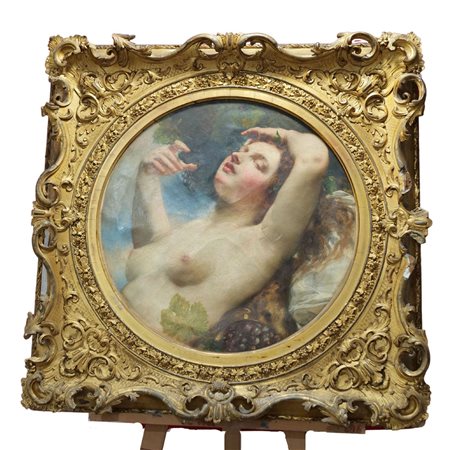 Allegoria dell'uva. Dipinto olio su tela, XVIII secolo, cornice XIX secolo,...