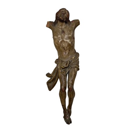 Scultura in legno policromato raffigurante Cristo senza braccia. Periodo...