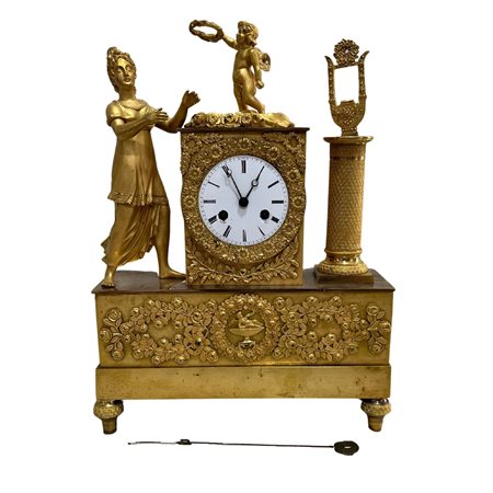 Orologio periodo Impero in bronzo dorato al mercurio, XIX secolo, finemente...