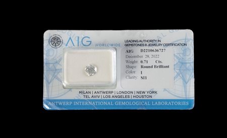 DIAMANTE IN BLISTER Diamante taglio brillante rotondo certificato AIG di ct....