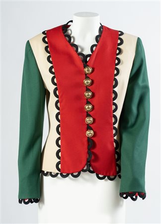 MOSCHINO CHEAP AND CHIC Giacca Italian Flag. Presenta bottoni in metallo...