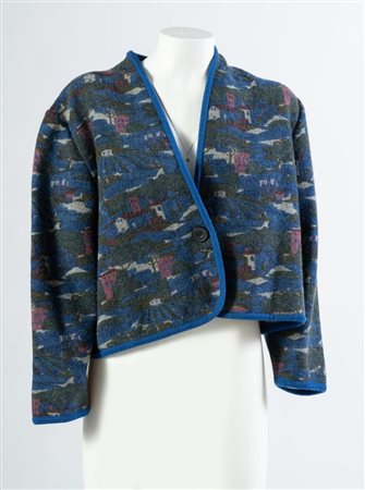 GEIGER Giacca in lana con fantasia paesaggio con case. Taglia non riportata:...