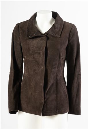 FRATELLI ROSSETTI Giacca in camoscio marrone. Presenta due tasche con taglio...