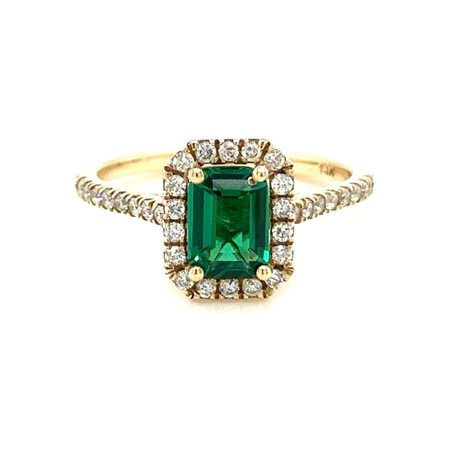 ANELLO IN ORO GIALLO 2.40 GR CON SMERALDO LAB GROWN E DIAMANTI – A1283