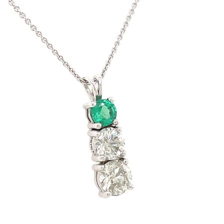 GIROCOLLO IN ORO BIANCO 2.58 GR CON SMERALDO E DIAMANTI – PND20508