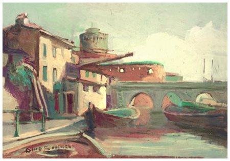 DINO BANCHELLI Livorno 1903 – 1974 Senza titolo Olio su faesite 34,5 x 49,5....