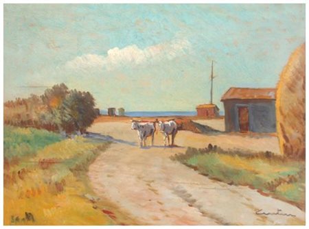 GINO CENTONI Livorno 1891 – 1960 Senza titolo Olio su tavola 30 x 40. Firma...