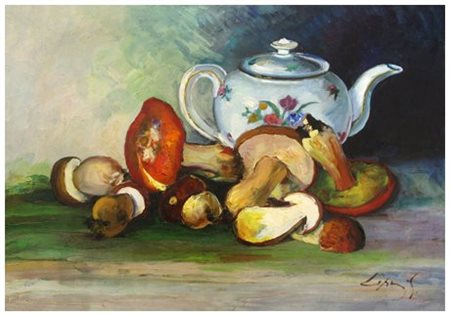 GIO BATTA LEPORI Livorno 1911 – 2002 Senza titolo Olio su tavola 49,5 x 70....