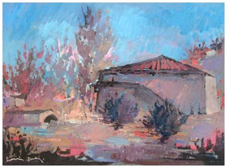 VOLTOLINO FONTANI Livorno 1920 – 1976 Paesaggio Olio su faesite 19,5 x 40....