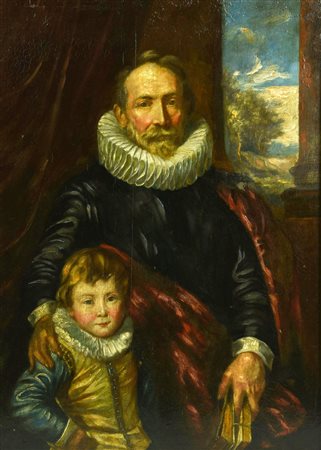 Da Anton Van Dyck RITRATTO DI GENTILUOMO CON SUO FIGLIO olio su tela, cm...