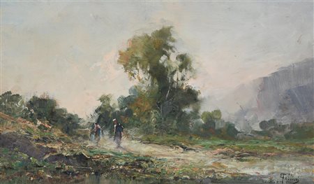 Carlo Follini IN VALLE D'AOSTA olio su tavola, cm 25,5x42,5 firma e data sul...