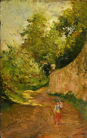 Carmine Ciardiello LA FASCINAIA olio su tavola, cm 23x15 firma Provenienza...