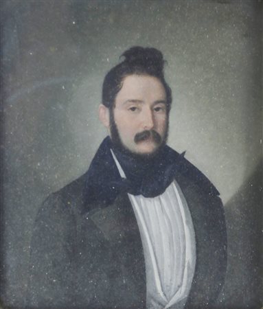 Scuola Italiana del XIX secolo RITRATTO DI GENTILUOMO olio su rame, cm 12x11