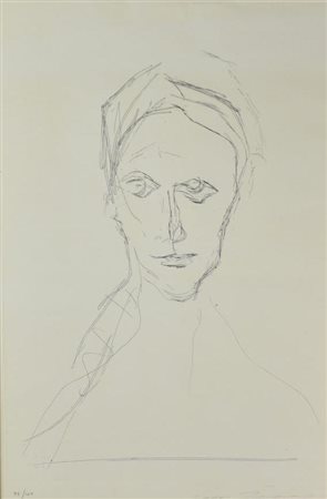 Ernesto Treccani RITRATTO incisione su carta, battuta cm 48,5x32, su foglio...