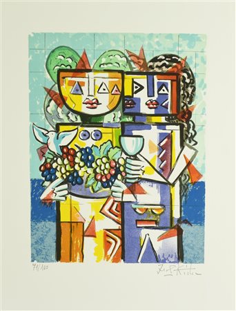 Ibrahim Kodra SENZA TITOLO serigrafia, cm 35x25; es. 71/100 firma e tiratura