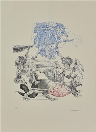 Walter Cremonini SENZA TITOLO incisione su carta, batutta cm 44,5x34, su...