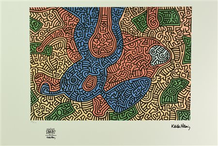 D'apres Keith Haring UNTITLED foto-litografia, cm 50x70; es. 77/150 firma in...