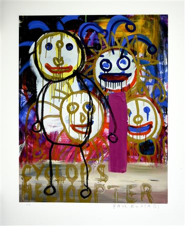 Paul Kostabi SENZA TITOLO litografia, cm 61x50,5; es. E.A. firma, tiratura e...