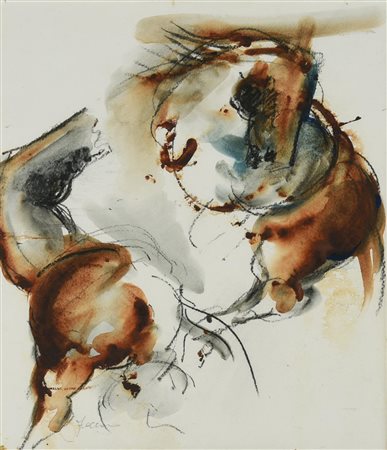 Faccani COMPOSIZIONE tecnica mista su carta, cm 30x30 firma