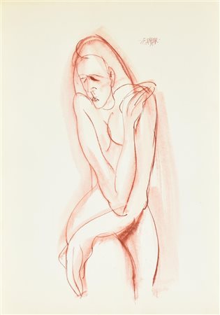 GIANBAR (Gianni Baretta) PUDORE tecnica mista su cartoncino, cm 50,5x35,5 firma