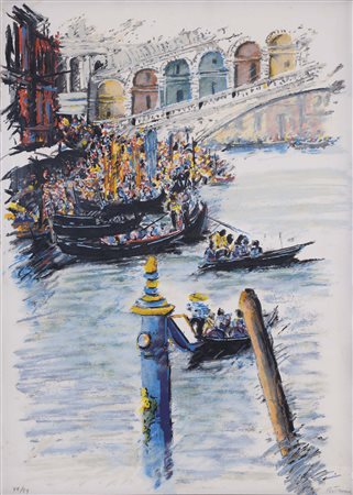 GINO TRAME Venezia serigrafia es. 77/99 cm. 70x50 firma in basso a destra...