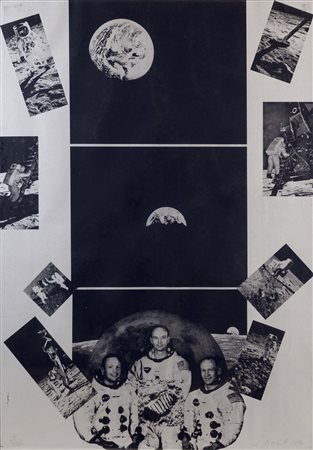 LOWELL NESBITT (USA, 1933 - 1993) Moon landing 1970 serigrafia es. II/XXV cm....