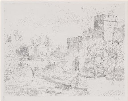 CORRADO BALEST (Belluno, 1923) Paesaggio acquaforte es. IV/L cm. 26x35...