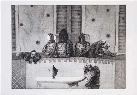 SERGIO VACCHI (Castenaso (Bo) 1925 - 2007) senza titolo acquaforte es. 32/50...