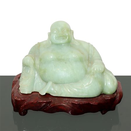 Buddha che ride in giada verde