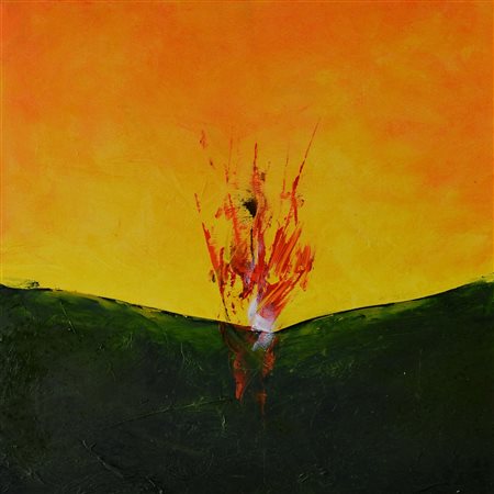 Oscar Coffani, “Paesaggio con segno rosso” 2020