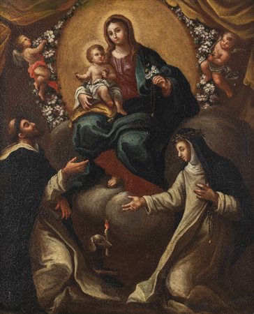 PITTORE ANONIMO<BR>Fine XVIII secolo<BR>"Madonna con Bambino e Santi"