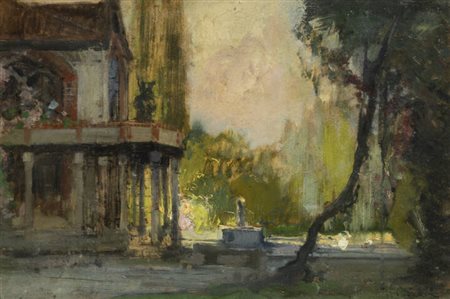 VITTORIO CAVALLERI<BR>Torino 1860 - 1938<BR>"Il giardino della villa"