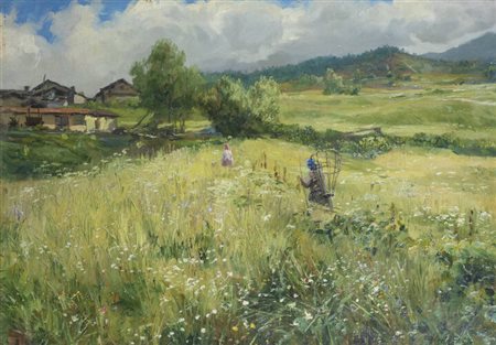 GIUSEPPE GHEDUZZI<BR>Crespellano (BO) 1889 - 1957 Torino<BR>"Esuberanza primaverile in Valtournenche"