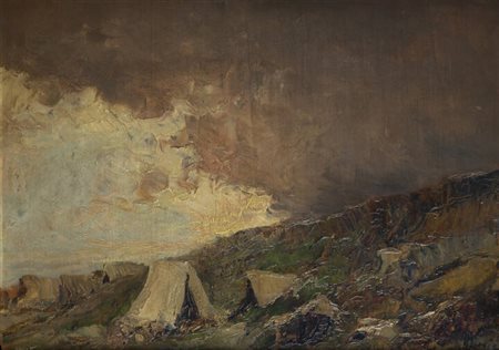 GIUSEPPE AUGUSTO LEVIS<BR>Chiomonte (TO) 1873 - 1926 Racconigi (CN)<BR>"Attendamenti sugli altipiani" 1918