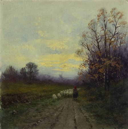 GIOVANNI PISANO<BR>Sevi (NU) 1875 - 1964 Torino<BR>"Verso il pascolo"