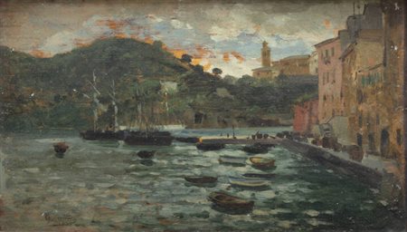 LUIGI CANTU'<BR>Torino 1847-1910<BR>"A Portofino" 1871